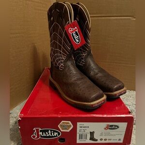 NWT! Men Justin SE4835 11.5 D Ost Print Burgundy Composite Square Toe Waterproof